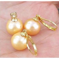 Huge AAAA 9-10mm 10-11mm 11-12mm 12-13mm real natural South Sea gold round Pearl Earrings pendant necklace set 18in 14K + box