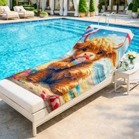 Cute Highland Cow Lollipop Beach Towel Colorful Summer Pool Quick Dry Absorbent Towel