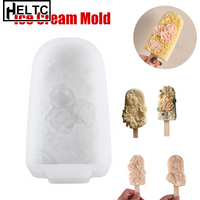 Ice Cream Mold Food Grade Chinese Carved Flower Durable Popsicle Mold Soft Silicone Food Mold DIY Homemade Ice Cream Tools