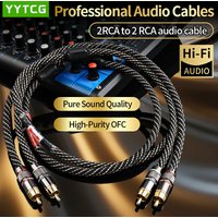 YYTCG HIFI Stereo RCA Audio Cable 6N OFC Male to Male 2RCA to 2RCA Audio Cable with Gold Plated Connector Plug For CD Amplifier