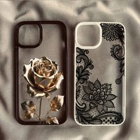 Golden Rose Lace Pattern Phone Case For Xiaomi 15T Pro Xiaomi Poco X7 X6 X5 Pro M6 Pro 4G Clear TPU Shockproof Protective Cover