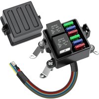 12V/24V 6 Way Pre-Wired Fuse Relay Box IP65 Waterproof 2 JD1912 40A Relays and 6 ATC/ATO Blade Fuses for Cars Truck Marine Boat