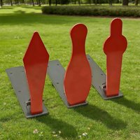 5mm Thickened IDPA Steel Shooting Target, Auto Reset Pop-Up Target for Small Caliber Training, Orange Red, 24x5.8x25cm.