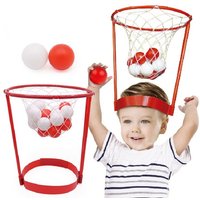 Head Hoop Basketball Party Game for Kids and Adults Carnival Game Adjustable Basket Net Headband with 20 Balls for Carnival Part