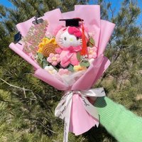 Artificial Crochet Sunflowers Creative Sanrio Hellokitty Kuromi Meloday Cinnamoroll Handmade Bouquets Graduation Gifts