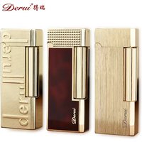 New High-end Women's Narrow Version Lighter Metal Grinding Wheel Side-slip Ignition Gas Open Flame Lighter Exquisite Gift