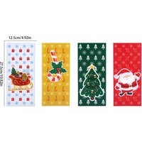 50pcs/100p Christmas Theme Snowman Elk Christmas Tree Gift Wrapping Bags,for Christmas Party DIY Candy Cookies Wrapping Supplies