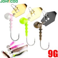 5pcs/pkt Jig head hook with spinner 9g lure hook DIY soft lure hook Spinner For Soft Worm Wobbler Lure Fishing tackle