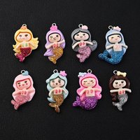 10Pcs 17x38mm Animal Resin Pendant Cartoon Mermaid Pendant For Charm Jewelry Making DIY Necklace Keychain Bracelet Earring