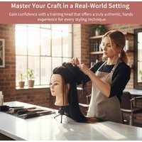 24 Inch Mannequin Doll Head with Synthetic Hair for Hairdresser Cosmetology Training Salon Practice Uses