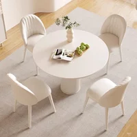 ZNordic White Dining Table Chaire Living Coffee Round Dining Table Games Balcony Set Sala Da Pranzo Home Furniture DecorationX