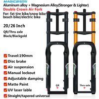 20x4.0 26*4.0 MTB Dual Motor Air Suspension Fork QR 9*135mm 15*135mm Beach Snow Motorcycle Electric E Bike Double Crown Air Fork