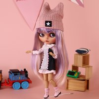ICY DBS Blyth Doll Purple Plus Pink Hair Tan Skin Pouting Mouth 1/6 BJD OB24 ANIME GIRL