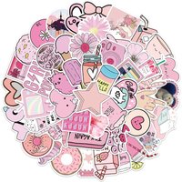 50Pcs Cute Pink Heart Graffiti Personality Trend Guitar Stickers Water Cup Computer Suitcase Sticker Wholesale