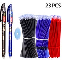 23 PCS Erasable Gel Pen Set Ballpoint Pens Rod 0.5mm Muti-Colors Ink Washable Handle Stationery School Office Writing Supplies
