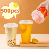 500Pcs Disposable Milk Tea Leakproof Paper 11/12/13/14/15cm Round Leakproof Film Splash Proof Gasket Takeaway Packaging Sealing