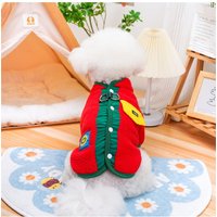 Autumn and Winter Pet Color Blocking Coat Puppy Cat Back Open Lambskin Two Leg Coat Teddy Bear Small Dog Parkas Puppy Clothes