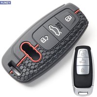 For Audi A3 A6 A7 Q8 Q7 S7 S6 RS6 RS7 SQ7 SQ8 2021 2022 Remote Silicone 3 Button Key Fob Chain Ring Cover Case Holder Protector