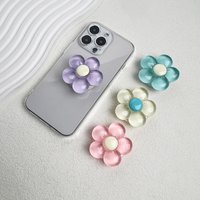 1PC Transparent Resin Candy-Colored Flower Phone Holder Foldable Desktop Stand Cute Floral Retractable Grip for Mobile Devices