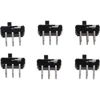 2 Position DPDT 2P2T 6 Pin PCB Panel Mini Vertical Slide Switch, 6 Piece