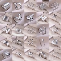 1Pc Stainless Steel Punk Hollow Chunky Irregular Liquid Lava Women Open Rings Vintage Textured Personality Anillos Mujer Jewelry