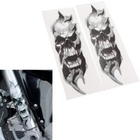 1 Pair Universal Motorcycle Front Fork Skull Zombie Decals Graphic Stickers For Harley Honda Yamaha Kawasaki Suzuki Accessories