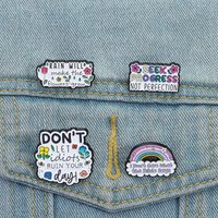 Cartoon Rainbow English Alphabet Enamel Pins Personalized motivational quote brooch Fashion Jewelry Gifts