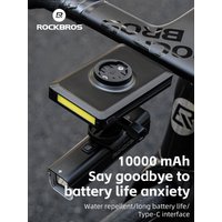 AliExpress ROCKBROS Bike Powerbank Light 5000mAh 10000mAh Type-C Lightning MicroUSB Cycling Lamp Front Light Handlebar Bicycle Headlights
