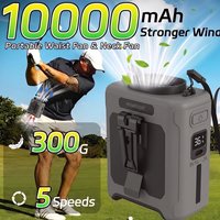 5 Speed Wind 16000RPM Brushless Motor Waist Fan 10000mAh Neck Fan with LED Display Flashlight Powerbank Anti-drop Silicone Cover