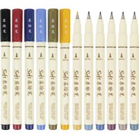 6pcs New Retro Color Lettering Painting Art Marker Pens Set Soft Brush Tip Fine Line Calligraphy Design Drawing Art Stationery