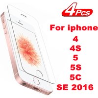 9H Screen Protector For Apple iPhone 4 4s 5 5S 5c SE 2016 2/4Pcs HD Tempered Glass