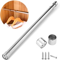Wardrobe Rail Extendable Clothing Rail 56-100cm Stainless Steel Clothes Rod with End Sockets Screws Adjustable Closet Rail Pole