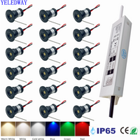 1W Mini Spotlight IP65 15mm Recessed Spot Leds Lights 12V Ceiling Downlight Stair Cabinet Spots Lamp with Transformer 110V-220V
