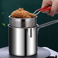 Friteuse de cuisine avec passoire, poêle Tempura en acier inoxydable, poêle à frire, poulet frit, outils de cuisine
