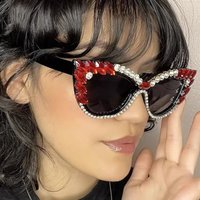 Hiking New Personality Fashion Cat Eye Colorful Anti Light Glasses Big Diamond Shades Droplet shaped Cat Eye Diamond Eyewear