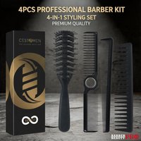 4Pcs Professional Barber Dual Spining Comb Set - Vent Brush Wide & Fine Tooth Cutting Comb Taper Comb Kit for Salon & Home