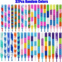 32Pcs Pop Bracelet Fidget Toy Pack Set Wearable Fidget Bracelets Push Poping Bubble Sensory Stress Relief Toys For Kids Adults