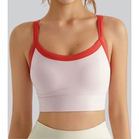 Color Blocking Sports Bra Women Fitness Cross Strap Yoga Vest Shockproof Gym One-Piece Sports Crop Top Push Up With Chest Pad