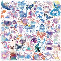 53PCS Starry Sky Watercolor Creatures Sticker Notebook Graffiti Stationery Waterproof Coffee Waterproof Scrapbook Decals