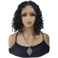 12Inches Synthetic Lace Front Braided Wig Short Bob Braids Handmade Micro Cornrow Braid Knotless Box Braid Curly Wigs