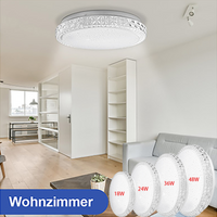 Plafonnier moderne 18W 24W 36W 48W avec branchement secteur et installation semi-encastrée - Panneau rond adapté aux chambres, salons, salles de bain, balcons et couloirs