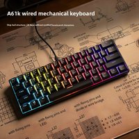 Teclado 60% keyboards Mixed light mechanical keyboard pc usb wired game e-sports office computer convenient 61 key caps keypad
