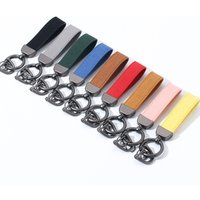 Multiple Colors Luxury Car Keychain Suede Leather Key Chain Pure Color Buckle Car Keyring Accessories Key Lanyard Gift