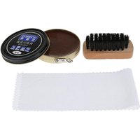 3 Pieces Black Brown Leather Shoes Shine Boots Polish Brush Cream Cloth