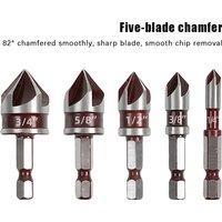 1Set Hole Opener Chamfer Drill Bit Hex Shank Woodworking Chamfering Tool 82° Countersink Precise Multi-Size Countersink Bits