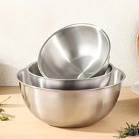 3pcs Stainless Steel Salad Bowl Set Mixing Bowl, Suitable for Baking, Grilling, Cooking, Outdoor and Kitchen Use, Easy To Store