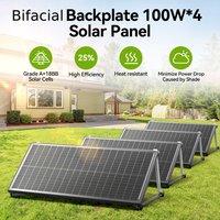 Rvpozwer 12V 400W/200W/100W Bifacial Solar Panel Monocrystalline 25.5% High-Efficiency 18BB Cells PV Power Home Rooftop Camping