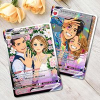 Individuelle TCG Anime-Karte als Geschenk zum Vatertag, Muttertag oder Geburtstag, personalisierte Holofoil-Bewertungskarten, einzigartiges Geschenk für Paare und Liebende