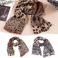 Elegant Long Leopard Scarf 150cm Chiffon Stylish Narrow Scarf Long-lasting Use European American Leopard Print Scarf