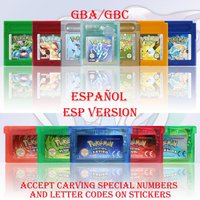 GBA/GBC ESP Version Pokemon Esmeralda/Rojo Fuego/Plata/Cristal Game Cartridge Video Game Console Card High Quality with Battery